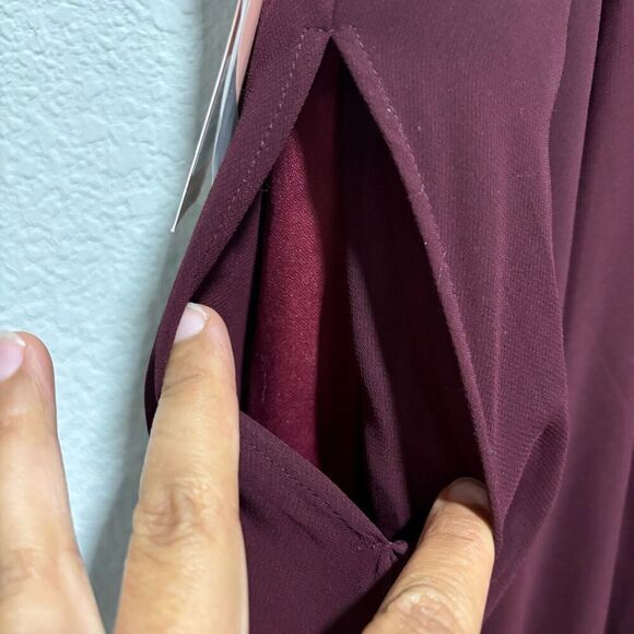 Birdy Grey  Cabernet Burgundy Spaghetti Chiffon Kaia Maxi Dress Plus Size 2X - Picture 11 of 16